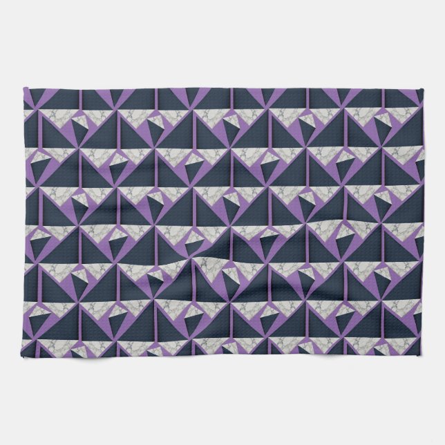 Collage, die Marmortexturen mit violettem Block ko Geschirrtuch (Horizontal)