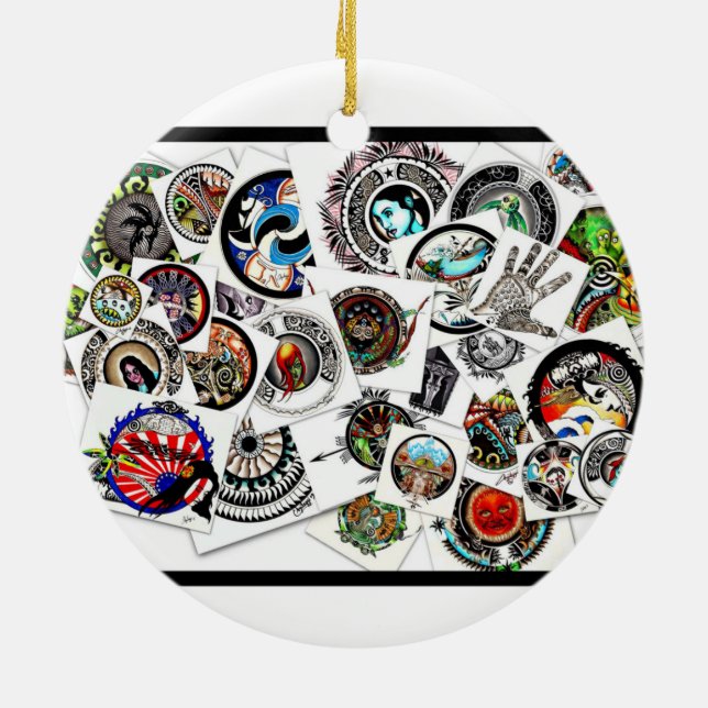 Collage Drawing Keramik Ornament (Hinten)