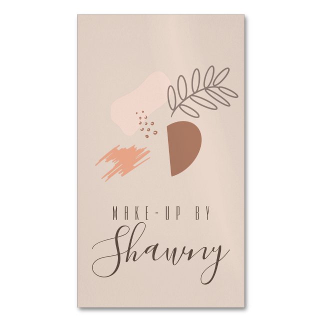 Collage Earth Tone Makeup Artist Salon Beauty Magnetische Visitenkarte (Vorderseite Vertikal)
