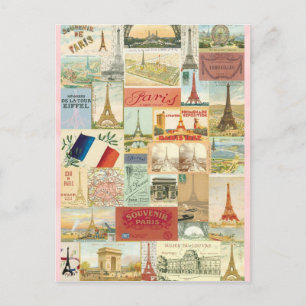 Collage Erinnerungen an Paris Postkarte