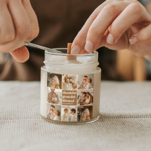 Collage Family Foto   Dankbar, gesegnet Quadratischer Aufkleber