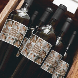 Collage Family Foto | Dankbar, gesegnet Weinetikett