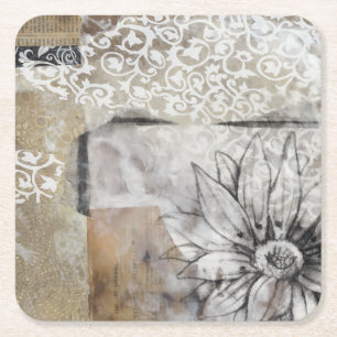 Collage Fleur II Rechteckiger Pappuntersetzer