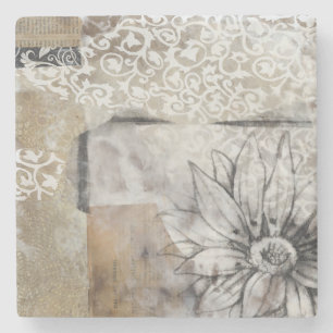 Collage Fleur II Steinuntersetzer