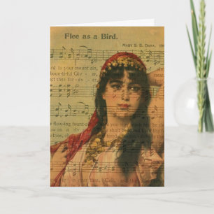 Collage Flieh wie ein Vogel Musik Karte
