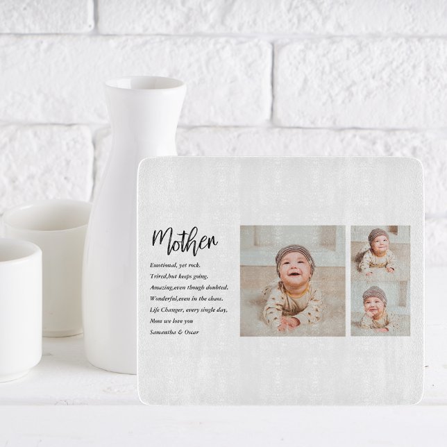 Collage Foto & Bestes Mutterquote Schönes Geschenk Schneidebrett (Von Creator hochgeladen)