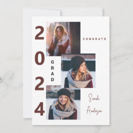 Collage Foto Burgundy Grad Ankündigung 2024