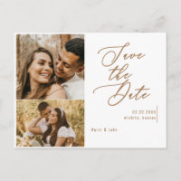 Collage-Foto Gold-Text Hochzeit Termin merken