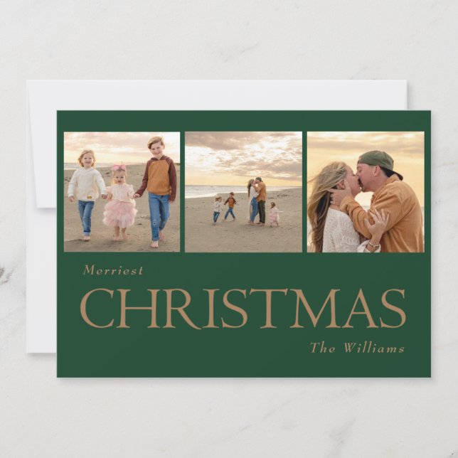 Collage Foto Gold Text Weihnachtskarte Feiertagskarte (Vorderseite)