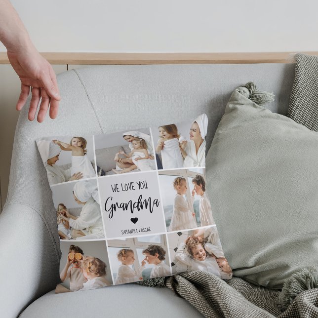 Collage Foto Grau Wir Liebe Sie Oma Bestes Geschen Kissen (Von Creator hochgeladen)