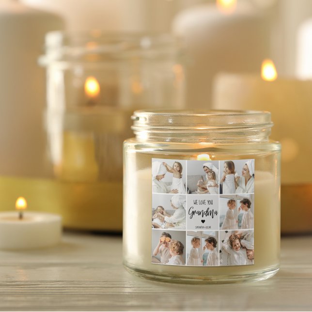 Collage Foto Grau Wir Liebe Sie Oma Bestes Geschen Quadratischer Aufkleber (Von Creator hochgeladen)