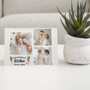 Collage Foto & Großküche ist immer geöffnet Feiertagspostkarte