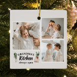 Collage Foto & Großküche ist immer geöffnet Keramikornament<br><div class="desc">Suchen Sie das passende Geschenk für Ihre Oma oder für alle, die Lieben in der Küche verbringen? Schauen Sie nur nach diesem einzigartigen und anpassbaren Produkt! Dieses Design mit einer wunderschönen Collage Ihrer Lieblings-Fotos wird sicher sein, dass Sie Ihre Erinnerungen einfangen und halten lassen. Und mit dem bezaubernden Satz "Oma's...</div>