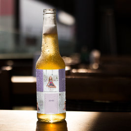 Collage Foto Lila Beste Mama je Geschenk Bierflaschenetikett