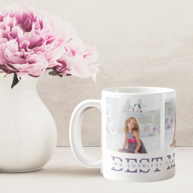 Collage Foto Lila Beste Mama je Geschenk Kaffeetasse (Von Creator hochgeladen)
