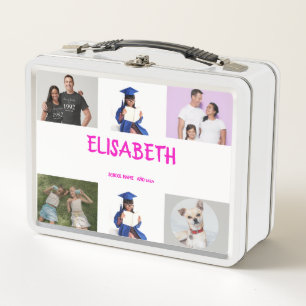 COLLAGE-Foto-Lunchbox ROSA, LILA zum Anpassen Metall Brotdose