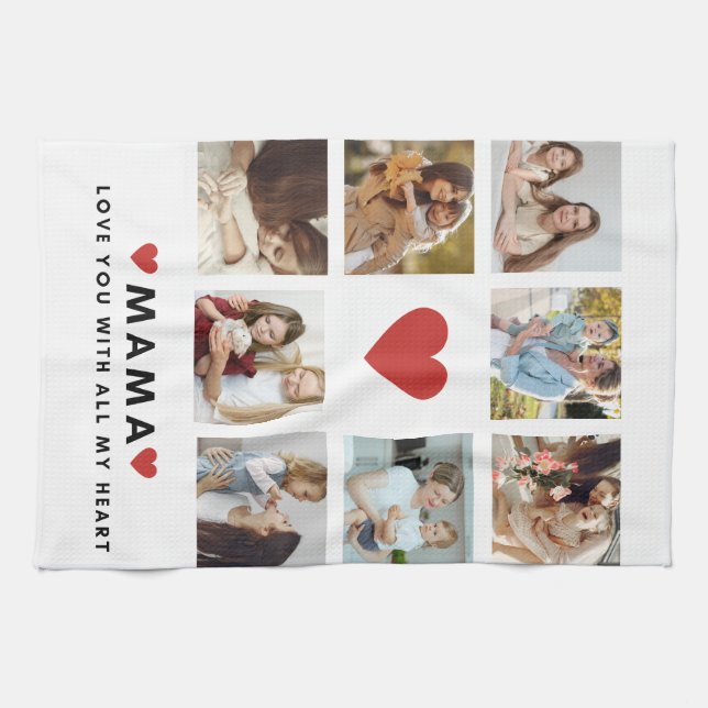 Collage Foto Mama Wir Liebe Sie beste Mutter Gesch Geschirrtuch (Horizontal)
