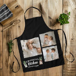 Collage Foto & Opa Küche ist immer geöffnet Schürze<br><div class="desc">Feiern Sie mit dieser personalisierten "Collage Foto & Opa Kitchen Is Always Open" schwarzen Schürze das kulinarische Können Ihres Opa. Diese Schürze ist perfekt für den Koch der Familie geeignet und bietet eine individuell anpassbare Collage aus Foto und die Herzaufwärmung mit der Meldung "Opa's Kitchen Is Always Open". Ob Kochen,...</div>