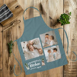 Collage Foto & Opa Küche ist immer geöffnet Schürze<br><div class="desc">Feiern Sie mit dieser personalisierten "Collage Foto & Opa Kitchen Is Always Open" blauen Schürze das kulinarische Können Ihres Opa. Diese Schürze ist perfekt für den Koch der Familie geeignet und bietet eine individuell anpassbare Collage aus Foto und die Herzaufwärmung mit der Meldung "Opa's Kitchen Is Always Open". Ob Kochen,...</div>