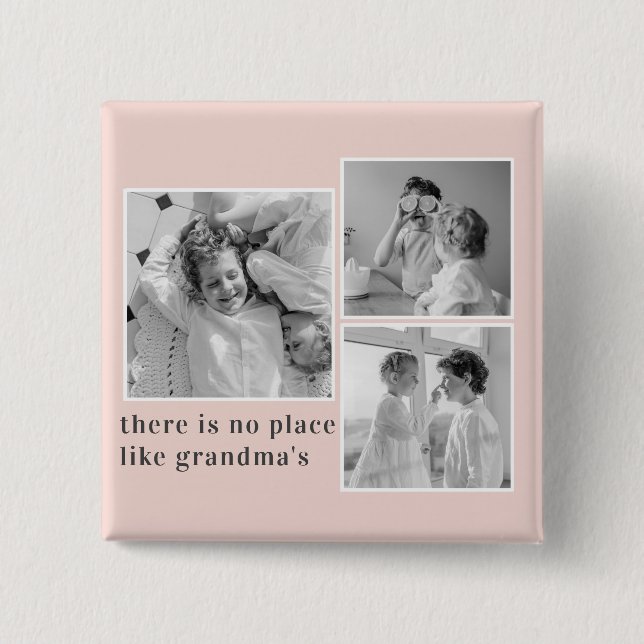 Collage Foto Pastell Pink Bestes Grandma Geschenk Button (Vorderseite)