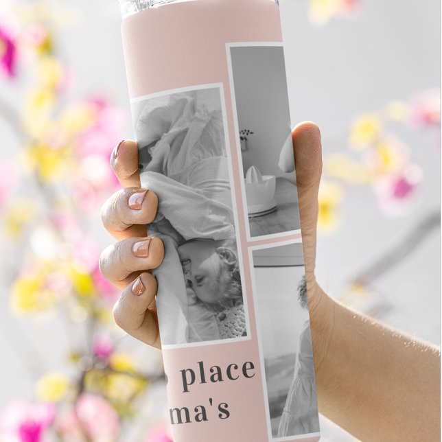 Collage Foto Pastell Pink Bestes Grandma Geschenk Thermosbecher (Von Creator hochgeladen)