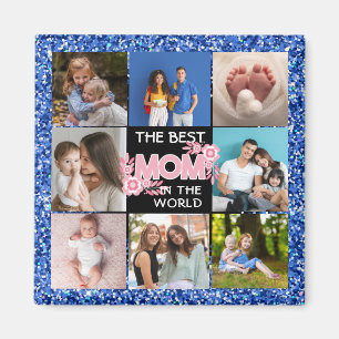 Collage Foto Pink Beste Mama in Word einzigartiges Magnet