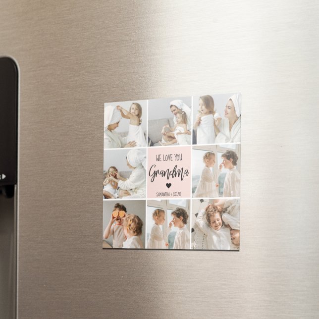 Collage Foto Pink Wir Liebe Sie Oma Bestes Geschen Magnet (Von Creator hochgeladen)
