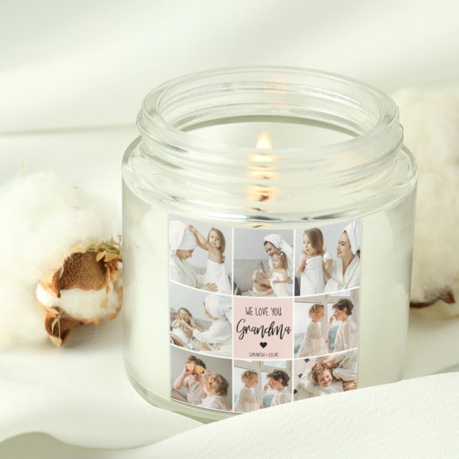 Collage Foto Pink Wir Liebe Sie Oma Bestes Geschen Quadratischer Aufkleber (Von Creator hochgeladen)