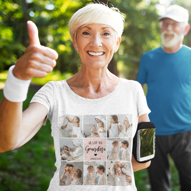 Collage Foto Pink Wir Liebe Sie Oma Bestes Geschen T-Shirt (Von Creator hochgeladen)