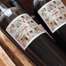 Collage Foto Pink Wir Liebe Sie Oma Bestes Geschen Weinetikett