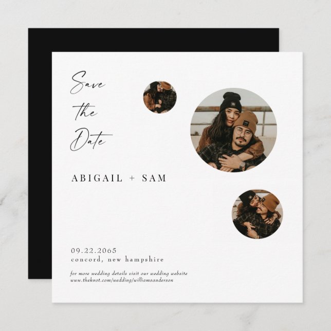 Collage Foto Square Save the Date Einladung (Vorne/Hinten)