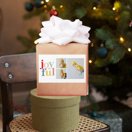 Collage Foto und farbenfrohe Freude | Weihnachtsge Rechteckiger Aufkleber