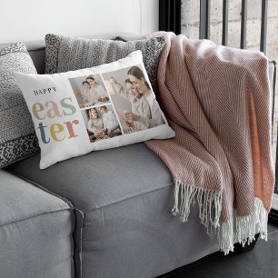 Collage Foto und farbenfrohe Ostern Weihnachtsge Lendenkissen