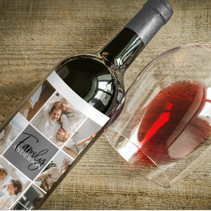 Collage Foto und Personalisierte Graugeschenke Weinetikett