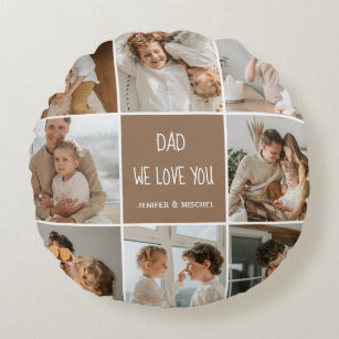 Collage Foto Vater Wir Liebe Sie glückliche Väter  Rundes Kissen