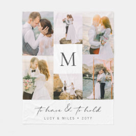 Collage Foto Wedding Fleece Blanket