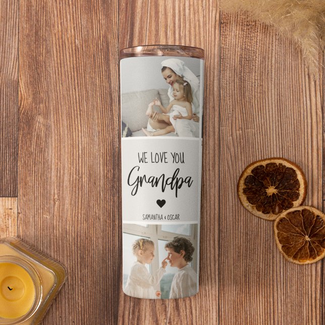 Collage Foto | Wir Liebe Sie Opa-Geschenk Thermosbecher (Von Creator hochgeladen)