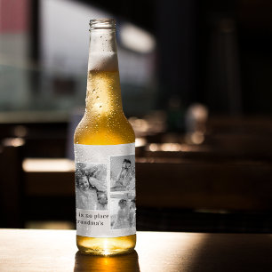 Collage Foto & Zitat Bestes Grandma-Geschenk Bierflaschenetikett