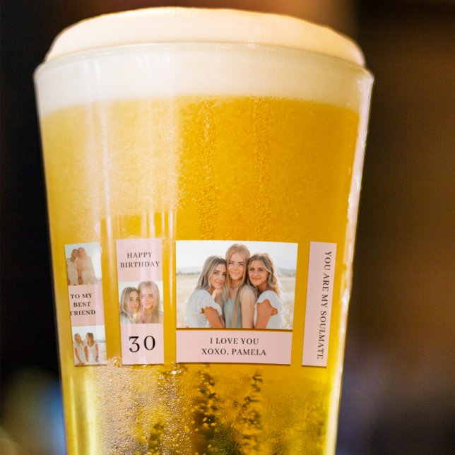 Collage Friend Fotos | Glückliches Geburtstagsgesc Glas (Von Creator hochgeladen)