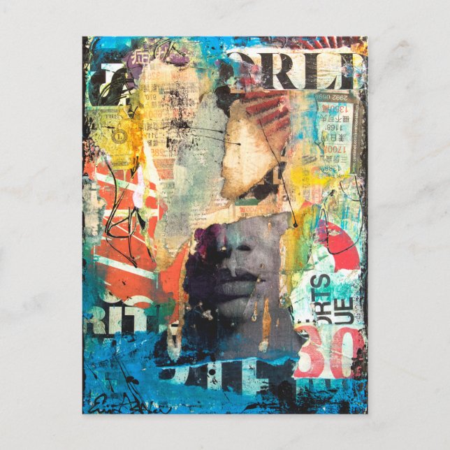 Collage Head Postkarte (Vorderseite)