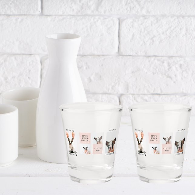 Collage Hund-Fotos | Hund ist meine Valentine | Ro Schnapsglas (Von Creator hochgeladen)