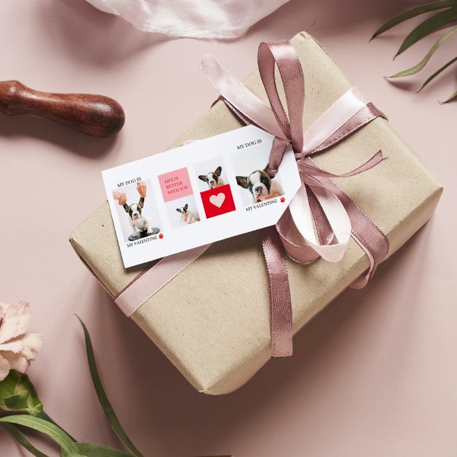 Collage Hund-Fotos | Mein Hund ist mein Valentine Geschenkanhänger (Von Creator hochgeladen)