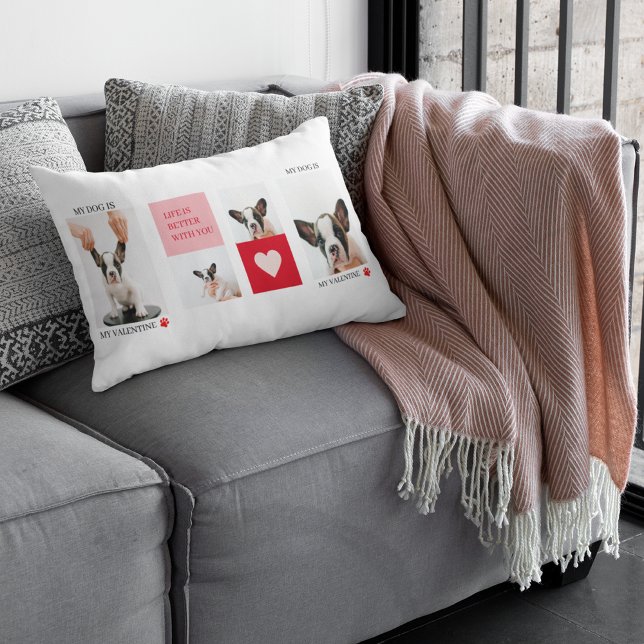 Collage Hund-Fotos | Mein Hund ist mein Valentine Lendenkissen (Von Creator hochgeladen)