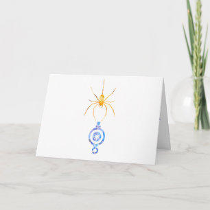 Collage-Kunst Insektenkunst SPINNE mit Weihnachtsd Karte