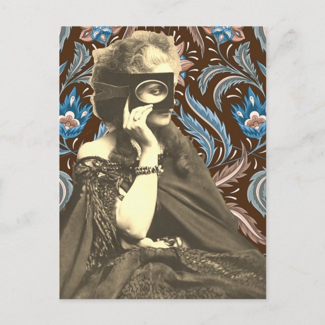 Collage Masked Lady Countess Castiglione Feiertagspostkarte (Vorderseite)