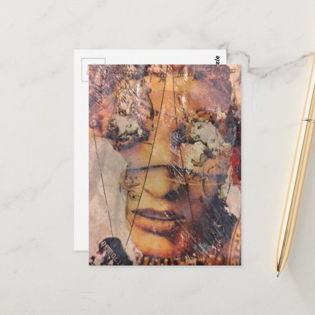Collage mit abstraktem Gesicht Mixed Media Postkarte (Vorderseite/Rückseite Beispiel)