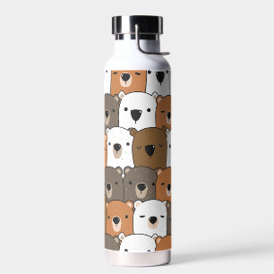 Collage mit süßen Bärengesichtern Trinkflasche