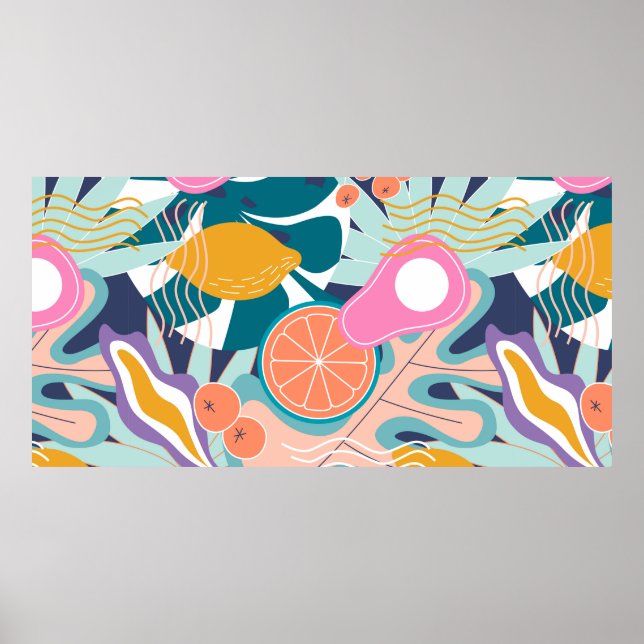 Collage moderne, floralnahtlose Muster. Moderne Au Poster (Vorne)