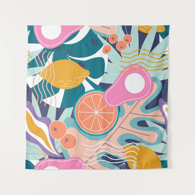 Collage moderne, floralnahtlose Muster. Moderne Au Wandteppich (Vorderseite)