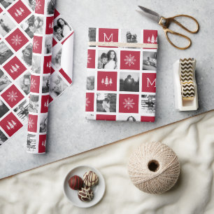 Collage Monogram   Schwarz-Weiß-Foto Urlaub Geschenkpapier